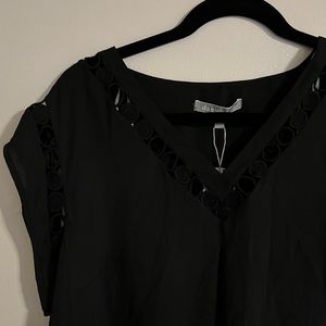 Daniel rainn Black embroidery pattern Blouse Top